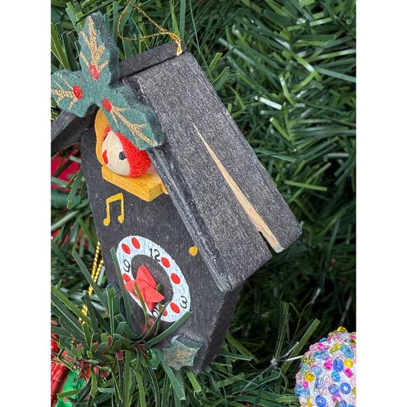 Vintage Wooden Cuckoo Clock Ornament Handmade - Slight Damage - Picture 2 of 3